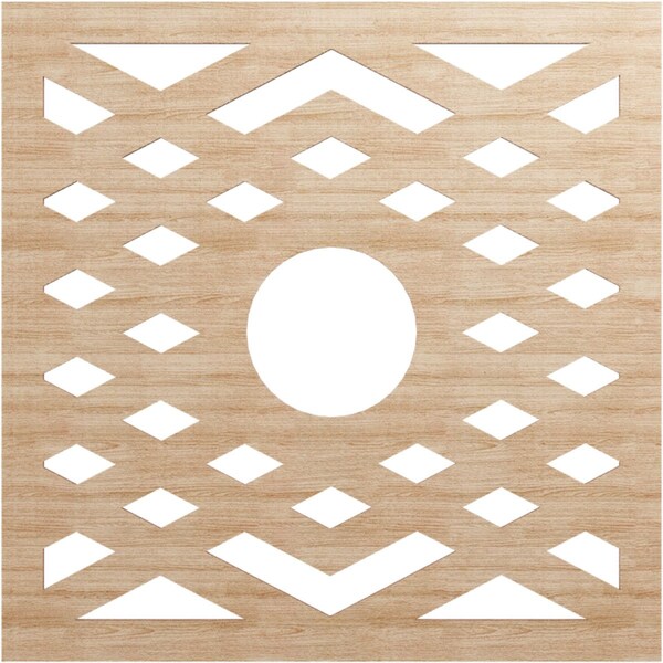 Ekena Millwork Chevron Wood Fretwork Pierced Ceiling Medallion, Alder, 26"OD x 6 3/4"ID x 3/8"T CMWP26X26X0375CHAL - main